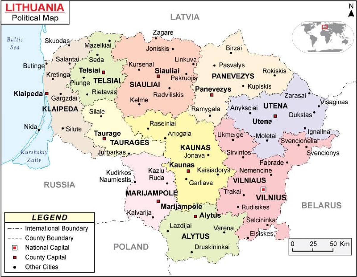 خريطة ليتوانيا السياسية